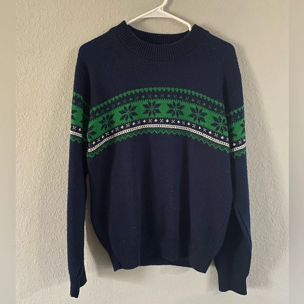 Vintage‎ 90s Skiwear By Alps Snowflake Knit Sweater Eclectic Grandpa Grannycore